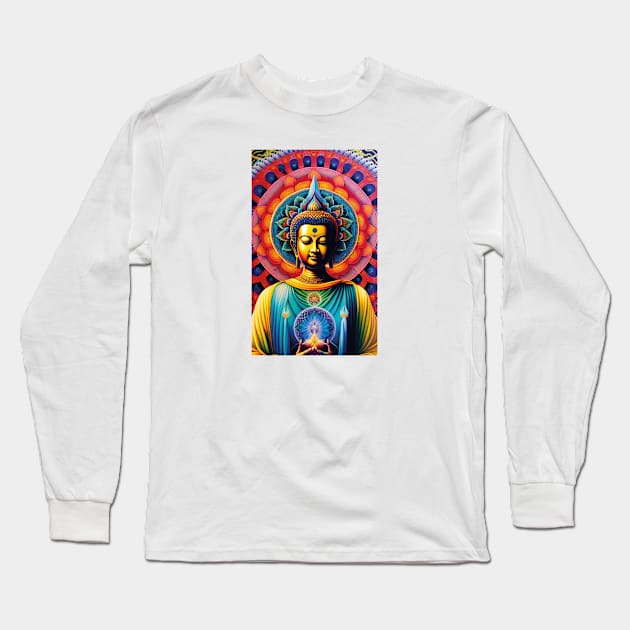 Buddha holding the seed of life mandala Long Sleeve T-Shirt by mariasshop